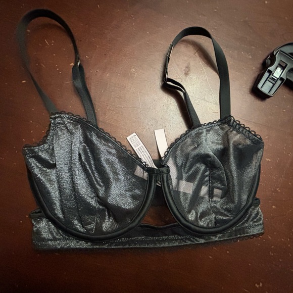 Victoria's Secret Other - Victoria secrets black metallic bra excellent 32DD Lacey romantic quiet luxury